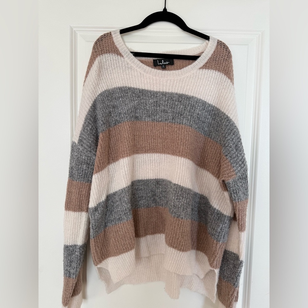 Lulu's Women's Striped Oversized Sweater